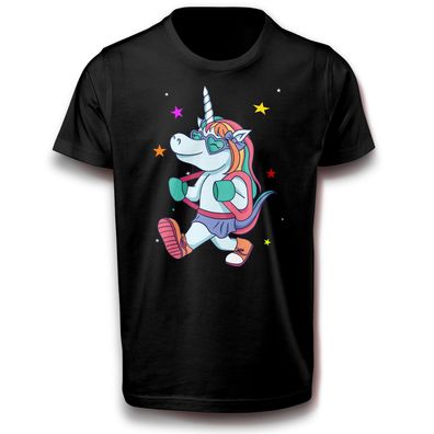 Einhorn Hallo Schule Schulbeginn Student Spaß Abgänger Schüler Fun T-Shirt Baumwolle