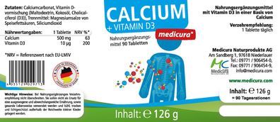 Calcium + Vitamin D - 90 Kapseln