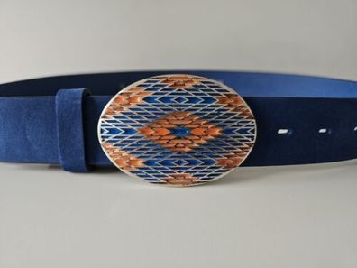 umjuBELT Gürtelschnalle blau orange Gürtelschließe Buckle Wechselschnalle 8x6