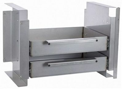 Schubladen Einbausatz für Staukasten Edelstahl 2 fach - 800x500x500