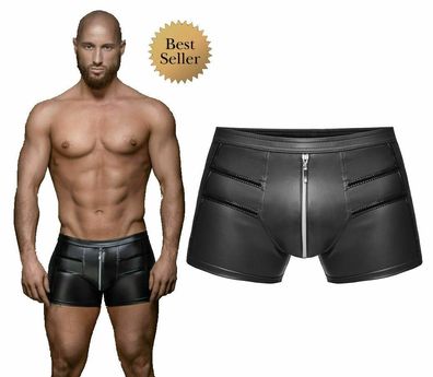 Herren Wetlook Boxershort Boxer-Short Reißverschluss schwarz S - 3XL, Made in EU