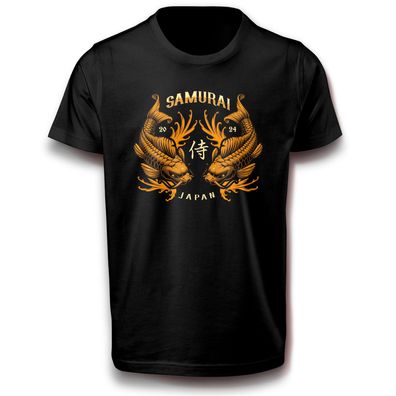 Koi-Fische Samurai Ninja Japan 2024 Kämpfer Fisch Bushido dienen T-Shirt Baumwolle