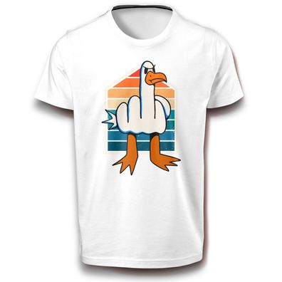 Möwe Vogel mit Mittelfinger Fun Tier Stinkefinger Humor DTF T-Shirt Baumwolle