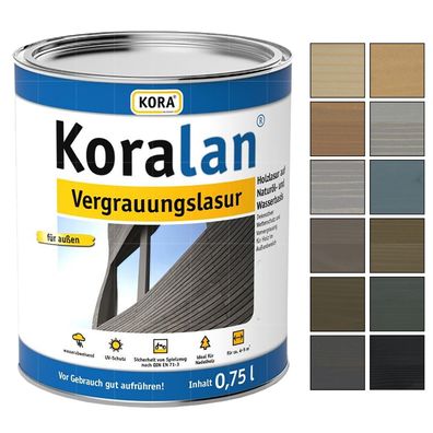 KORA Koralan Vergrauungslasur 0.75 LTR Holzlasur Holzschutzlasur Wetterschutzlasur