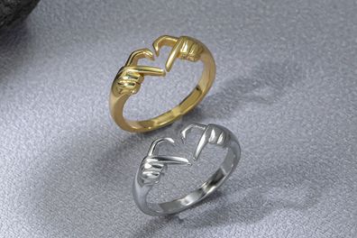 Love Ring. Finger Herz Form. 925 Sterlling Silber - Farbe: Silber