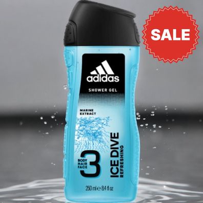 Adidas Ice Dive 3 in1 Duschgel Shower Gel Körper Haare 3x 250ml ( EUR 19,85/ L )