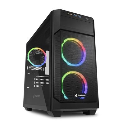 Sharkoon V1000 RGB, Micro Tower, PC, Schwarz, micro ATX, Mini-ITX, Gaming, Multi