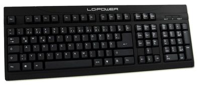 LC-Power BK-902, Volle Größe (100%), Kabelgebunden, USB, QWERTZ, Schwarz