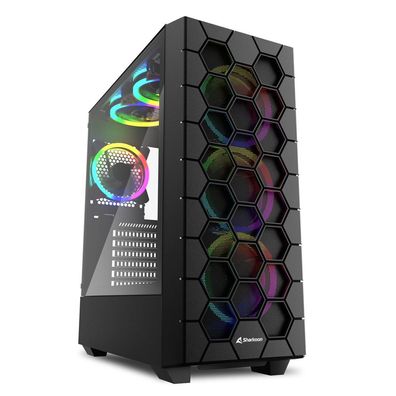 Sharkoon RGB HEX, Desktop, PC, Schwarz, ATX, micro ATX, Mini-ITX, Gaming, Multi