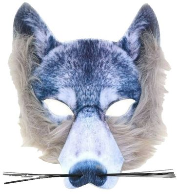 3D Maske Wolf Kinn Los realistisch Tiermaske Raubtier Wolfsmaske 21 x 18 cm