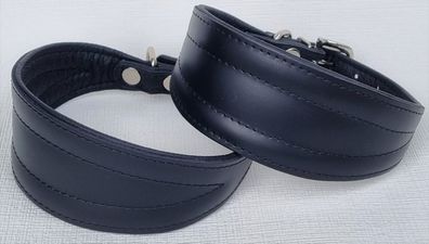 Windhund - Halsband, Halsumfang 26-32cm/45mm, Echt LEDER °Schwarz°