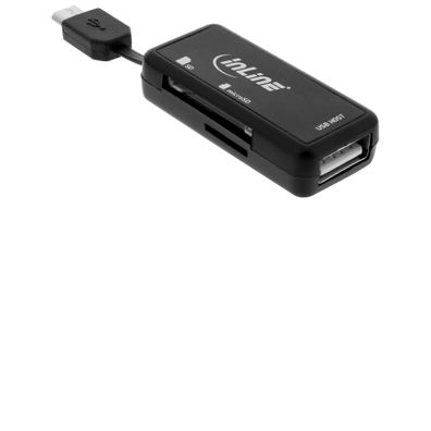 InLine OTG Card Reader Dual Flex - für SD + microSD - mit USB Buchse + 2 Kartenslots