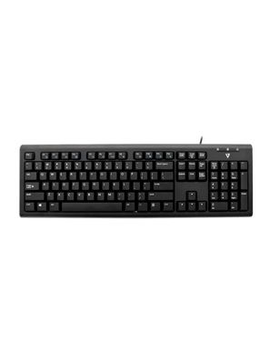 V7 USB/ PS2 Tastatur schwarz ? TUV-GS, Volle Größe (100%), USB, QWERTZ, Schwarz