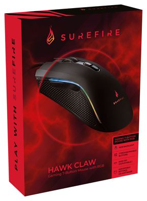 Verbatim SureFire Hawk Claw, rechts, Optisch, USB Typ-A, 6400 DPI, 6000 fps, Schwarz