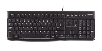 Logitech K120 Corded Keyboard, Kabelgebunden, USB, QWERTY, Schwarz