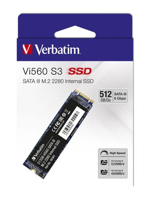 Verbatim Vi560 S3 M.2 SSD-Laufwerk 512 GB, 512 GB, M.2, 520 MB/ s, 6 Gbit/ s