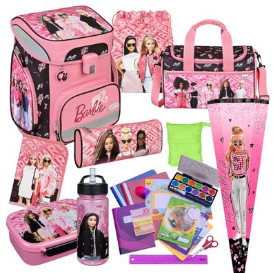 Scooli Schulranzen BARBIE 22 Teile-Set mit Flasche, Schultüte & viel Zubehör