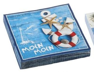 Servietten Moin Moin aus der Maritim Serie von Cepewa, 20er Pack 20 St