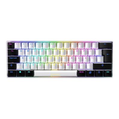 Sharkoon SGK50 S4, 60%, RF kabellos + USB, QWERTY, RGB-LED, Weiß