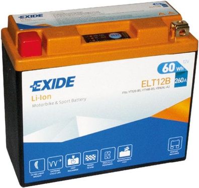 Exide ELT12B 12V 5Ah Lithium Motorradbatterie LiIon 260A