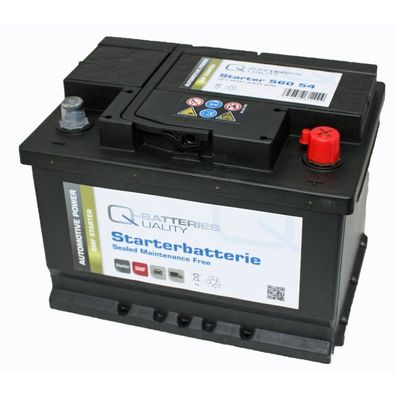 Q-Batteries Starterbatterie 560 54 Q60 12V 60Ah 540A, wartungsfrei