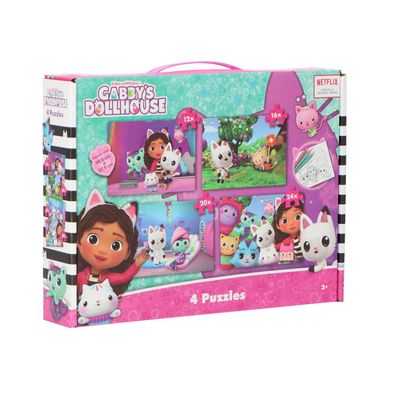 Gabby's Dollhouse Puzzlekollektion Puzzle 4er-Pack unterhaltsames Set für Kinder