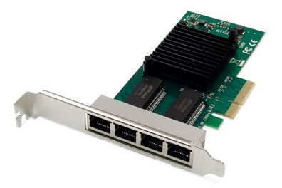 Digitus 4 Port Gigabit Ethernet Netzwerkkarte, RJ45, PCI Express, Intel I350