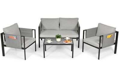 BETTSO Modernes Gartenmöbel-Set Sofa Couchtisch Sessel-Set IBIZA Grau