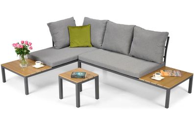 BETTSO Graues Eck-Gartensofa LAGOS modernes modulares Sofa mit Liegefunktion