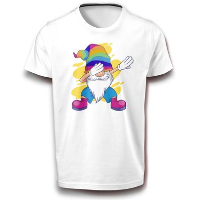 Gnom Zwerg am Tupfen Fabelwesen Mischwesen Märchen Magie Fun Kobold T-Shirt Baumwolle