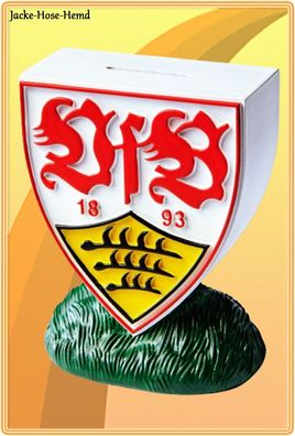 Spardose VfB Stuttgart Wappen Sparbüchse Logo Rasen Gr: 11x7,7x14,5cm NEU