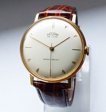 Schöne Saturne / Nicolet Watch Co. de Luxe 17J. Herren Luxus Armbanduhr Neuwertig