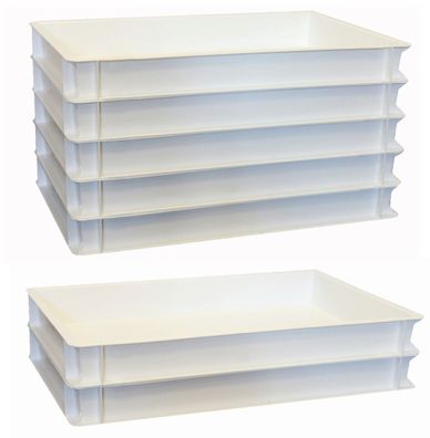 7 Stück Kunststoffkisten Pizzateigbox 60x40x7 cm weiß neu Gastlando