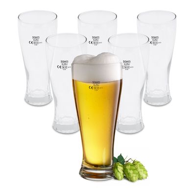 Bierglas 250 ml klar - 6er Set - Weizen Bier Glas Pils Tulpe spülmaschinenfest