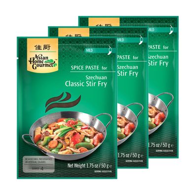 Asian Home Gourmet Würzpaste für Asian Szechuan Stir Fry 50g 3er Pack