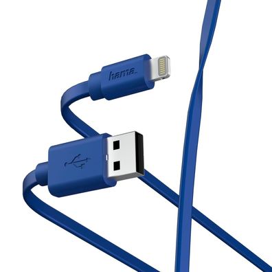 Hama Lade-/ Datenkabel Flat USB-A Lightning 1 m blau