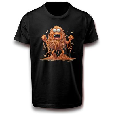 Witziger Spaghettimonster Carbonara Fabelwesen Monster Fun Lustig T-Shirt Baumwolle