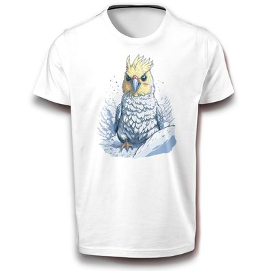 Kakadu im Schnee Lustig Vogel Spaß T-Shirt 122 - 3XL Baumwolle Papagei Tier Lustig