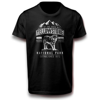 Grauer Wolf Yellowstone Nationalpark Outdoor Natur Wild Tier USA Amerika T-Shirt