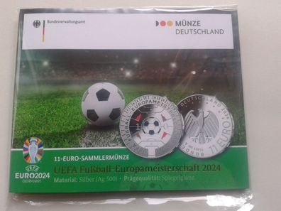 Original 11 euro 2024 PP Fussball EM Deutschland Prägestätte Berlin (A) im Blister