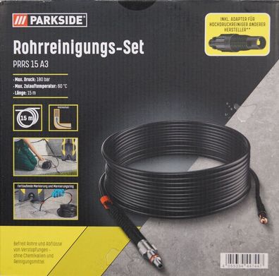 NEU Parkside Rohrreinigungs-Set 15m lang 150bar Rohrreiniger Hochdruckreiniger