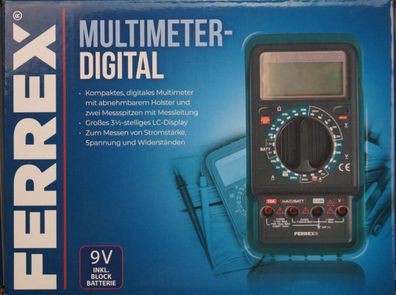 Ferrex Digital-Multimeter Voltmeter Widerstand Stromstärke Ampermeter Tester