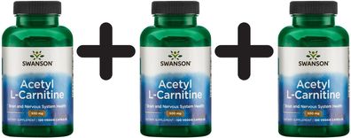 3 x Acetyl L-Carnitine, 500mg - 100 vcaps