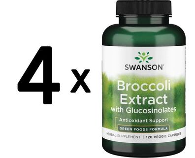 4 x Broccoli Extract with Glucosinolates, 600mg Extra-Strength - 120 vcaps