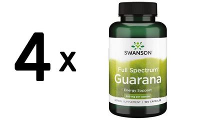 4 x Guarana, 500mg - 100 caps