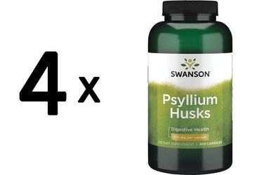 4 x Psyllium Husks, 610mg - 300 caps