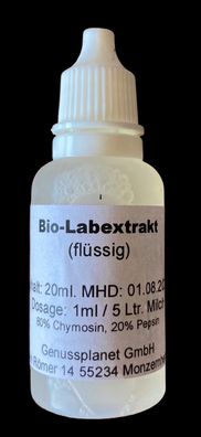 Lab, Labextrakt 20ml Naturlab für Käseherstellung, Käse, Kälberlab, Käselab, Lab