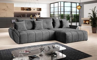 FURNIX Ecksofa Roye Schlaffunktion Bettkasten Kissen Couch Sofa L-Form EN 24