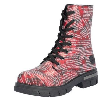 Rieker Biker Boots - Rot / Schwarz Kunstleder