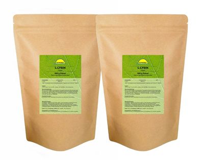 L-Lysin, veganes Pulver, 1 kg (2 Beutel à 500 g)